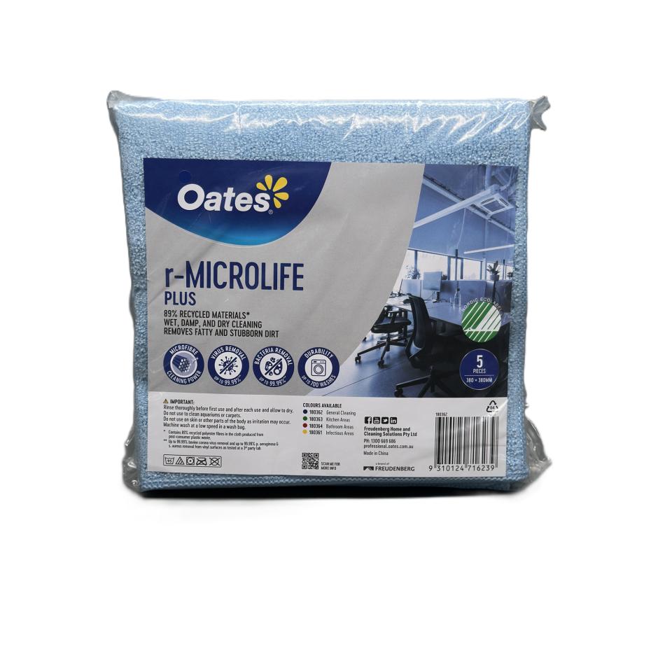 Oates R-microlife Plus Recycled Microfibre Cloth Blue Pack 5 Image