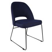 Durafurn Semifreddo Chair Black Sled Base In Navy Woven Fabric