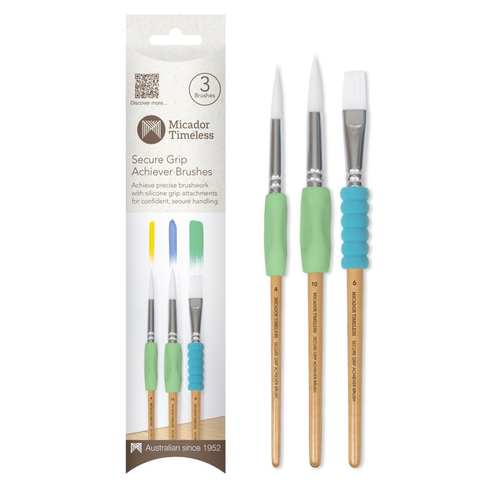 Micador Timeless Secure Grip Achiever Brushes Pack of 3 Image