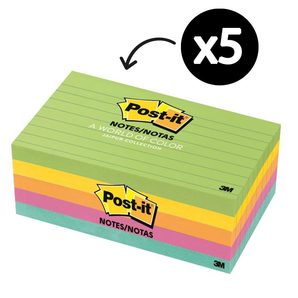 Post-it Lined Notes 76 x 127mm Jaipur Collection Pack 5