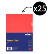 Winc Letter File A4 Open 2 Sides Red Pack 25