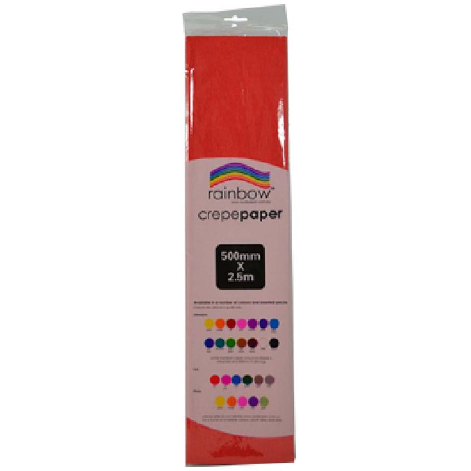 Rainbow Crepe Paper 500mm x 2.5M Red/Scarlet