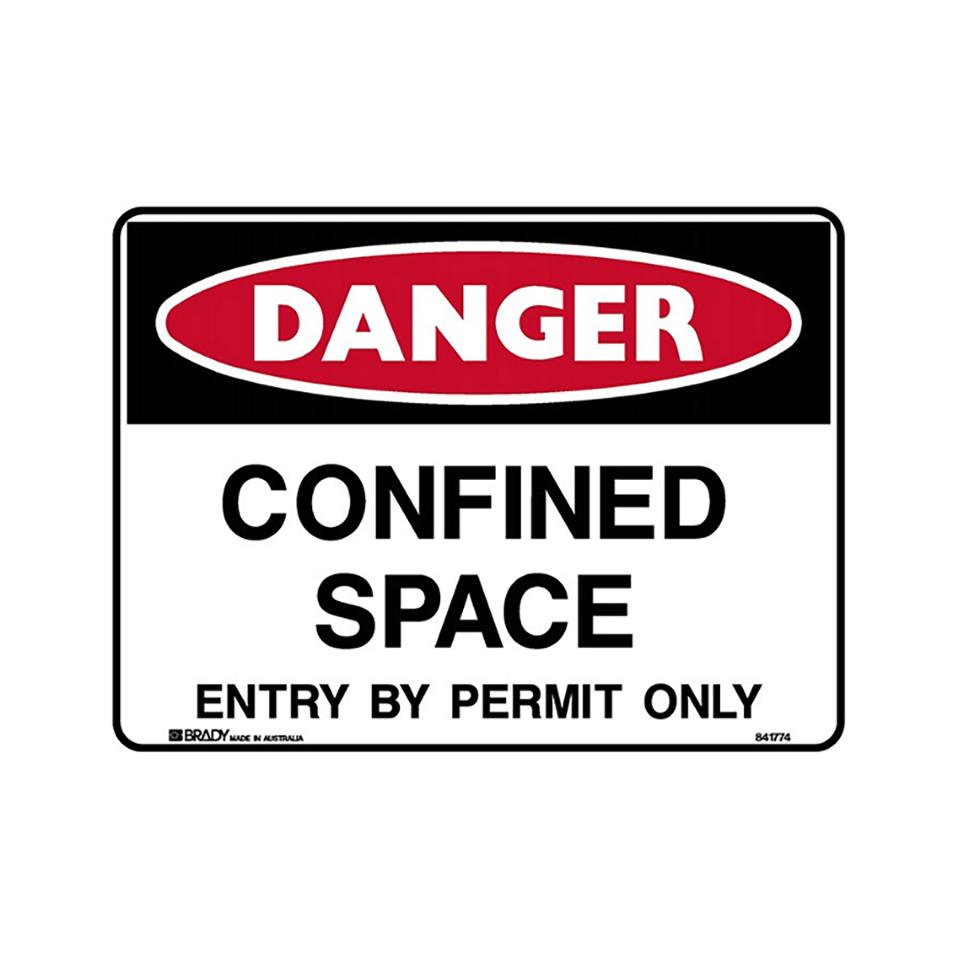 Brady 841775 Sign Confined Space Entry By Permit Only 300x225mm Metal
