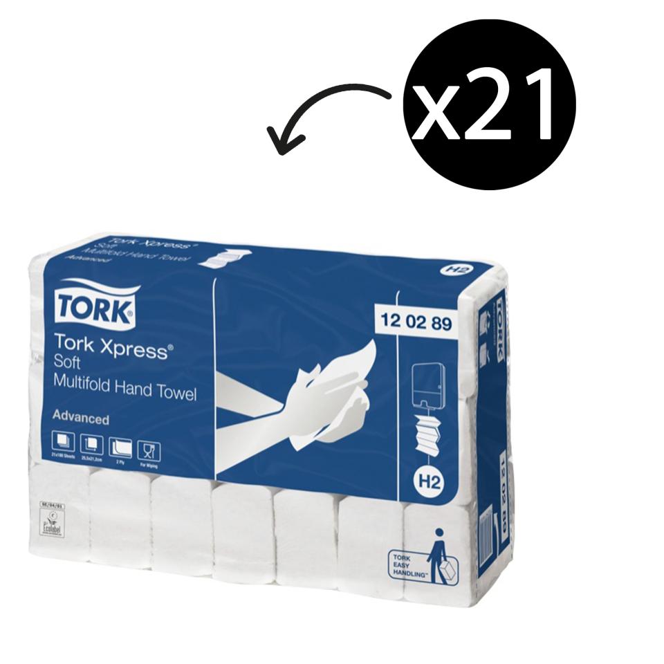 Tork Xpress Soft Multifold Hand Towel 2 Ply H2 Advanced 180 Sheets Carton 21