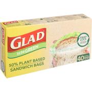 Glad To Be Green Plant Based Reseal Sandwich Bag Pack 40