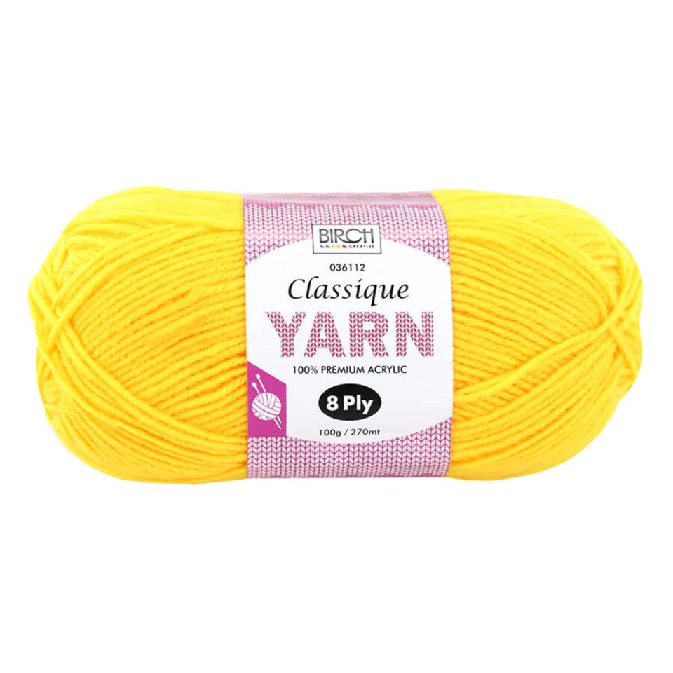 Birch Classique Knitting Yarn 100% Premium Acrylic 100g Ball 8ply 10pk Sunny Image