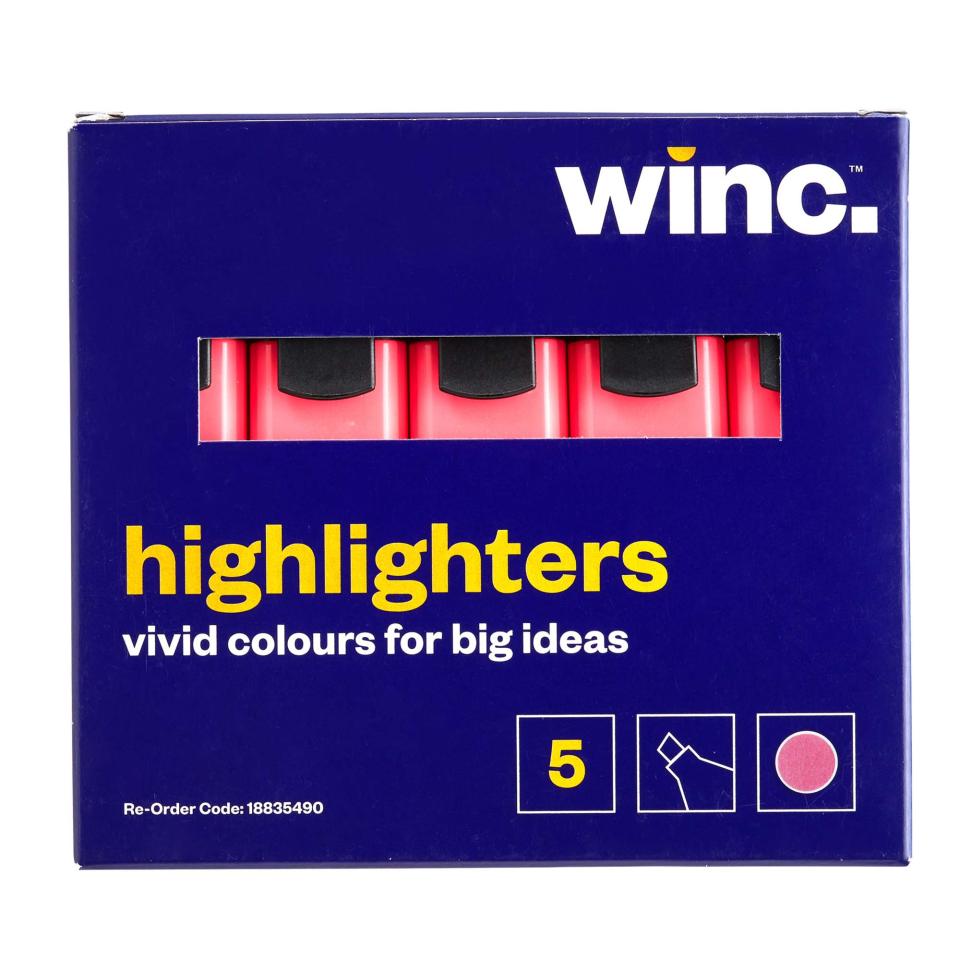 Winc Highlighter Chisel Tip 2 0 5 0mm Pink Box 5 Winc
