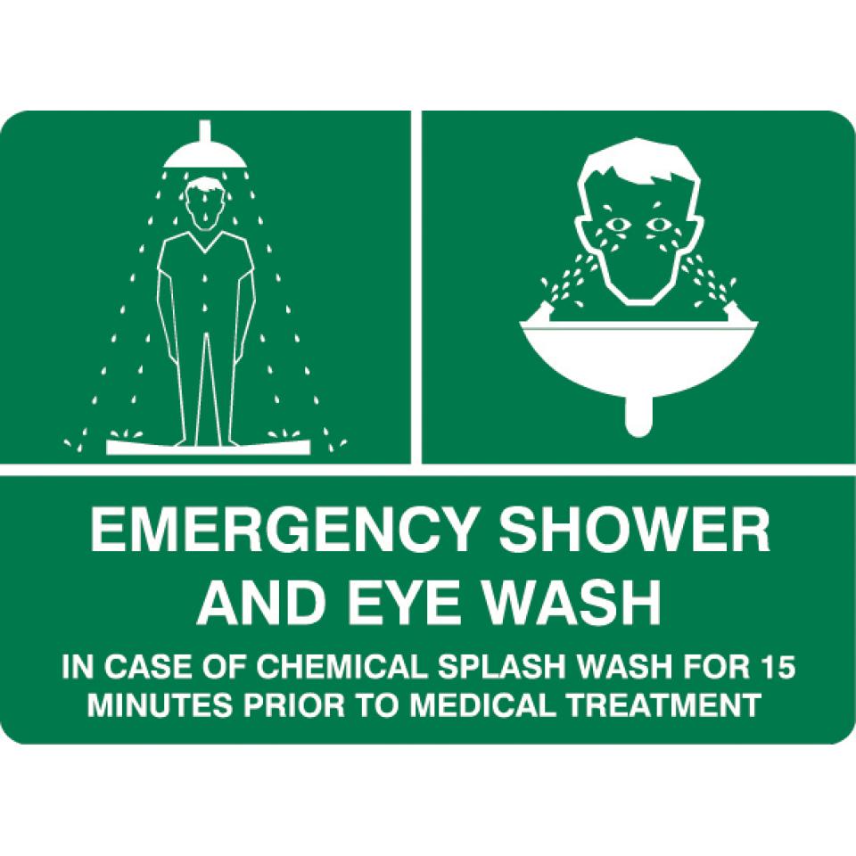 Brady 842760 Sign Emergency Shower And Eye Wash Metal 225H X 300W mm