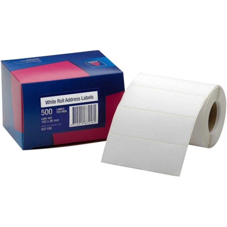 Avery Roll Address Labels - 102 x 36mm - 500 Labels - Hand writable