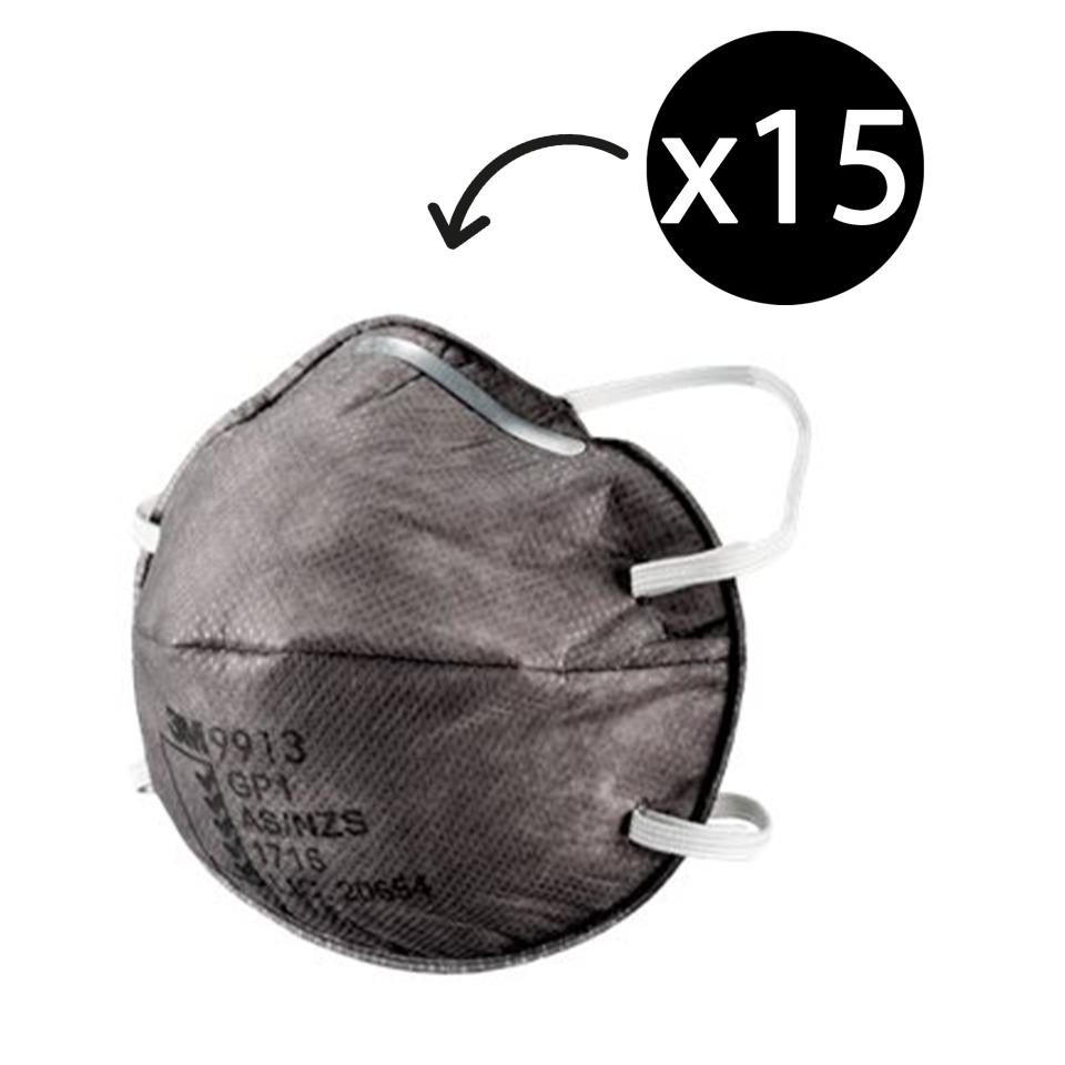 3M 9913 Cupped Particulate Respirator GP1 with Nuisance Level Organic Vapour Relief Box 15