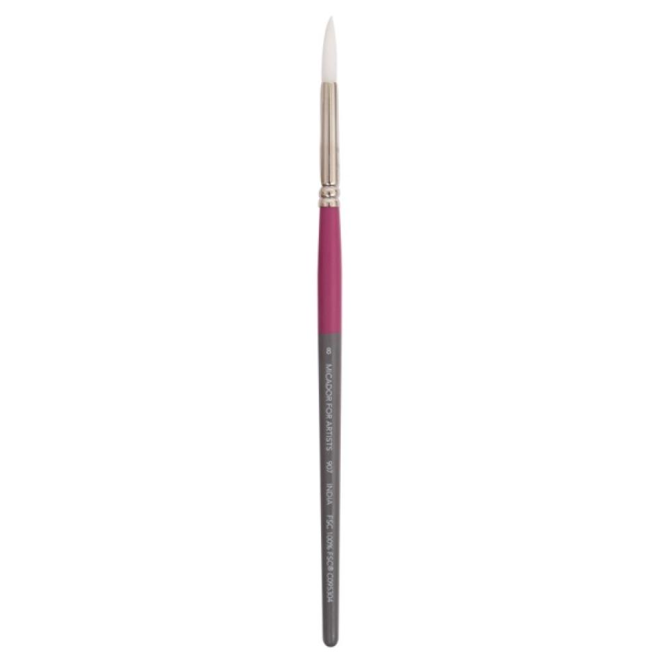 Micador 907 Premium Round Paint Brush No.8 White Taklon Grey/berry Handle
