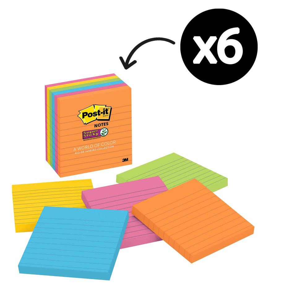 Post-it Super Sticky Lined Notes 101 x 101mm Rio de Janeiro Pack 6