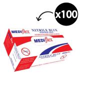 Mediflex Nitrile Gloves Powder Free Medium Blue Box 100