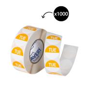 Avery Food Rotation Tuesday Day Label Removable Adhesive 24mm Round Yellow Roll 1000
