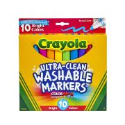 Crayola Ultra Clean Bright Washable Broadline Coloured Markers Assorted Pack 10
