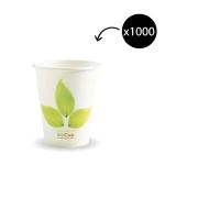 Biopak Single Wall Biocup 8Oz/270ml White Leaf Design Carton 1000
