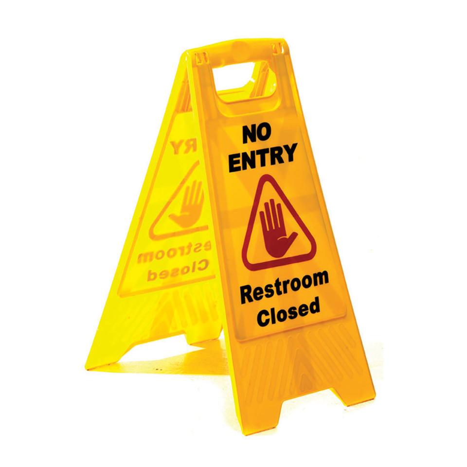 Sabco Professional No Entry Restroom Closed A Frame Sign Yellow
