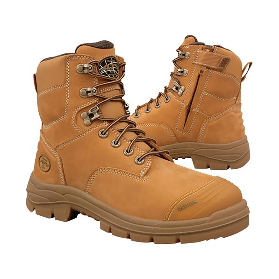 Oliver At 55-332Z Wheat Leather Zip Sided Lace Up Safety Boots | Winc