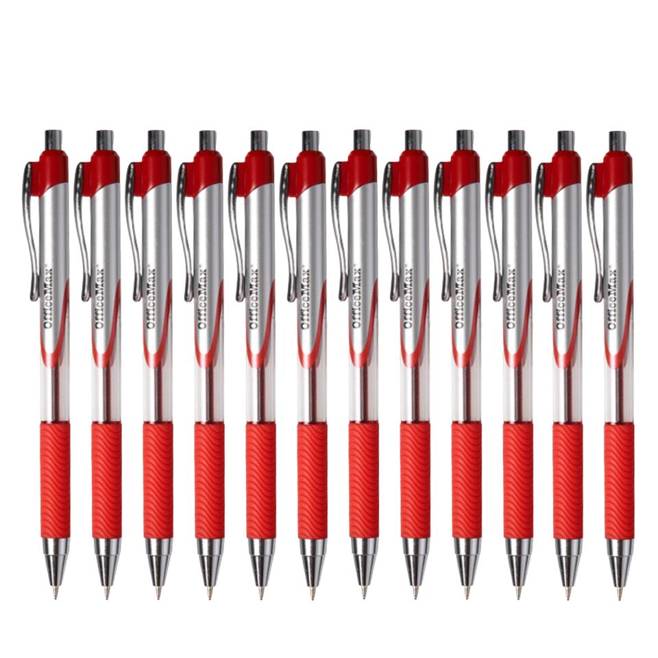 Officemax Ballpoint Pen 1.0mm Rubber Grip Red Pack 12
