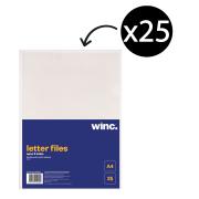 Winc Letter File A4 Open 2 Sides Clear Pack 25
