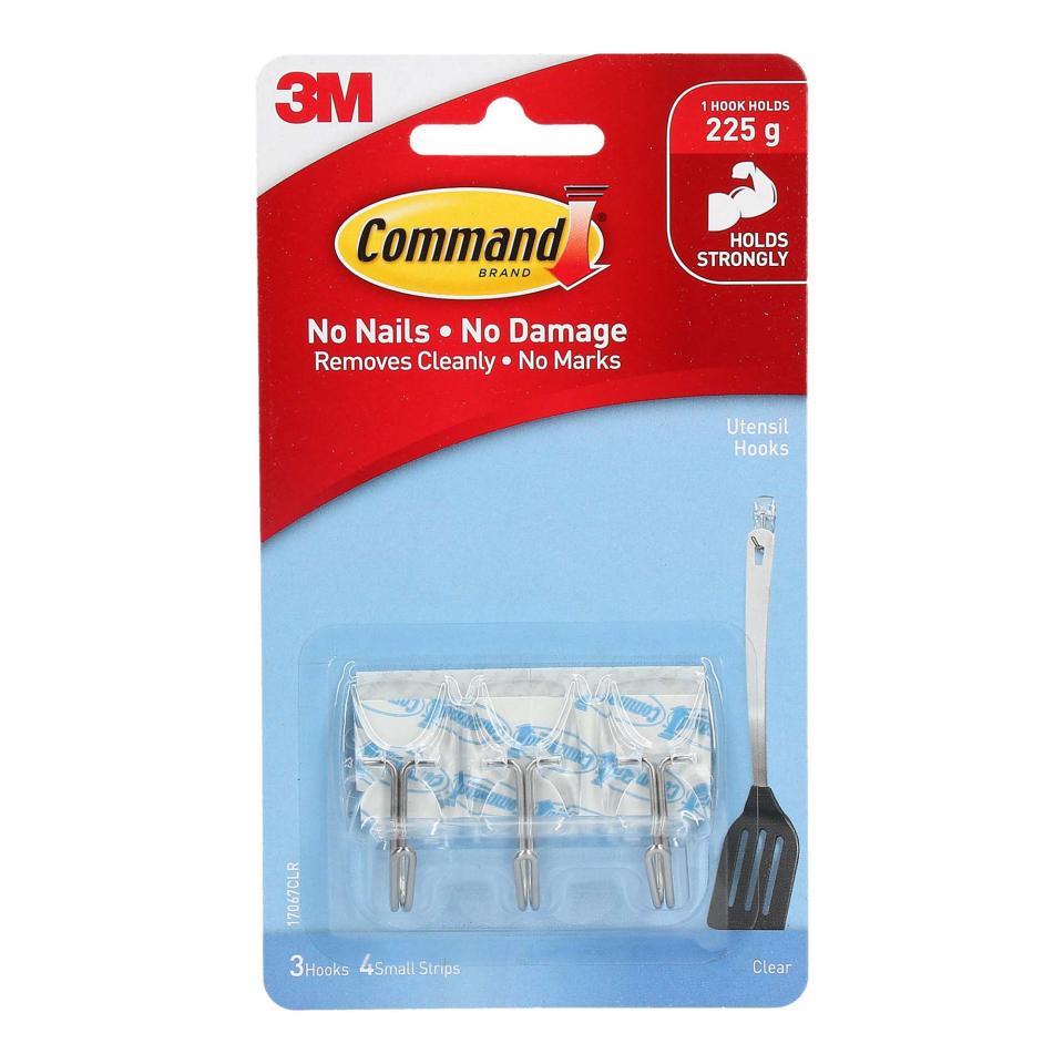 Command Clear Utensil Hooks Pack 3