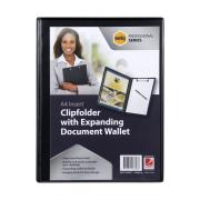 Marbig Professional Clipfolder A4 Insert with Expanding Pocket Black