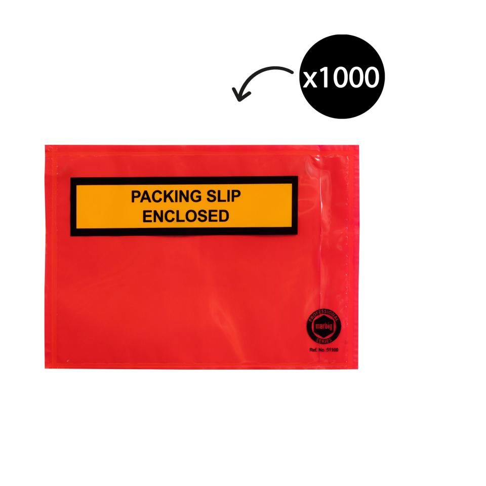 Marbig Professional Packing Slip Selfadhesive Envelope Red 165mm X 115mm Box 1000 Image