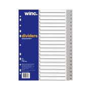 Winc Dividers A4 Polypropylene 1-20 Numerical Grey Tab