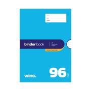 Winc Premium Binder Book A4 8mm Ruled 7 Hole Punch Red Margin 70gsm 96 Pages