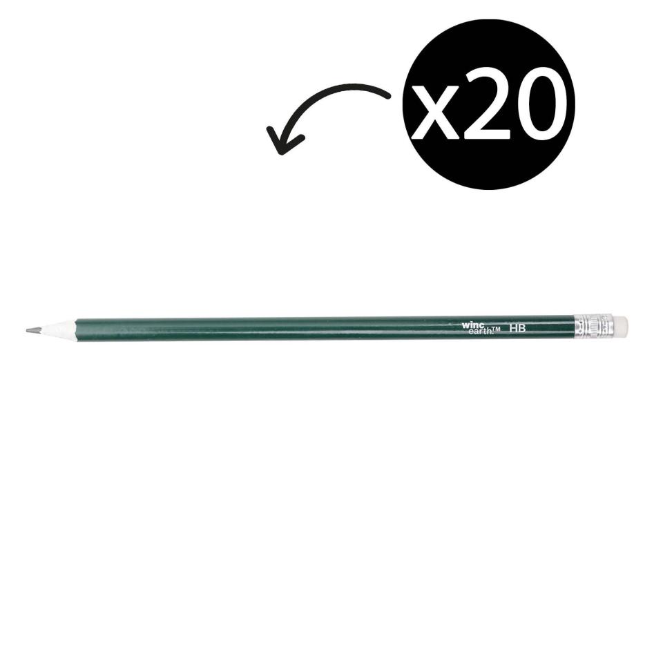 Winc Earth Graphite Lead Pencil HB Recycled Eraser Tipped Box 20