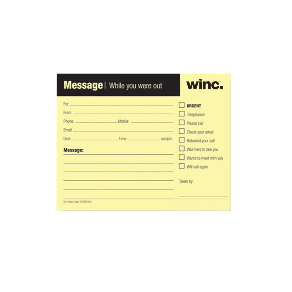 Staples Telephone Message Pad Winc
