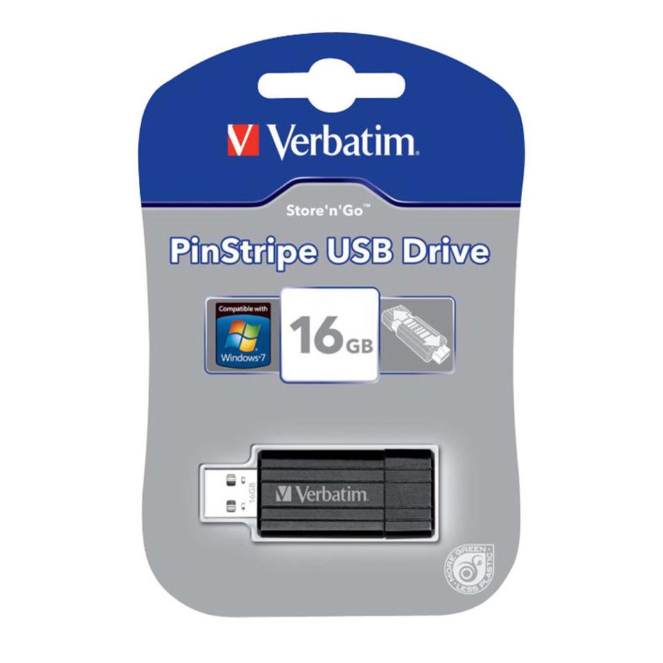 Verbatim 'n' Go Pinstripe USB 16 GB 2.0 Flash Drive Black | Winc