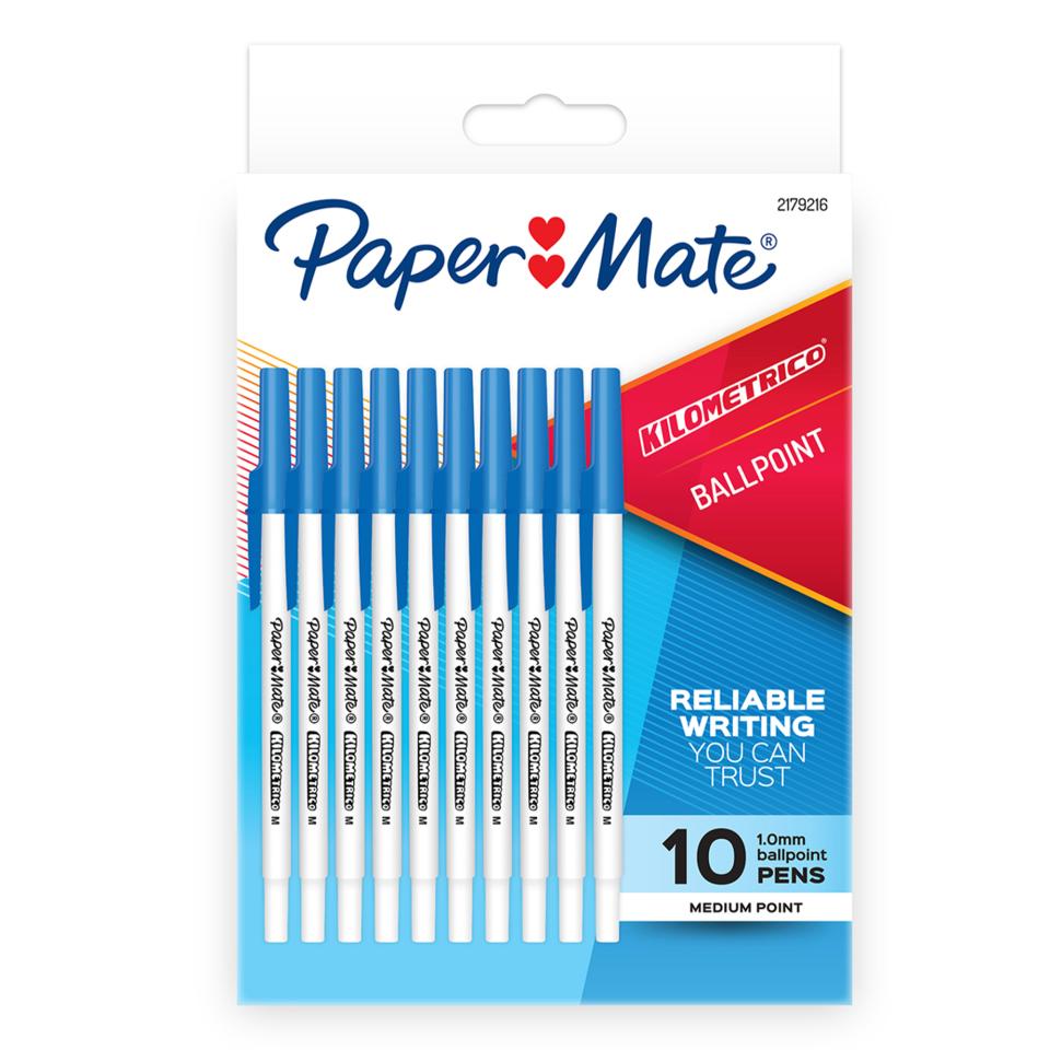Paper Mate Kilometrico Ballpoint Pen Medium 1.0mm Blue Pack 10 Image