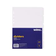 Winc Manilla Dividers A4 White with Reinforced Binding Strip Set of 5 Tabs