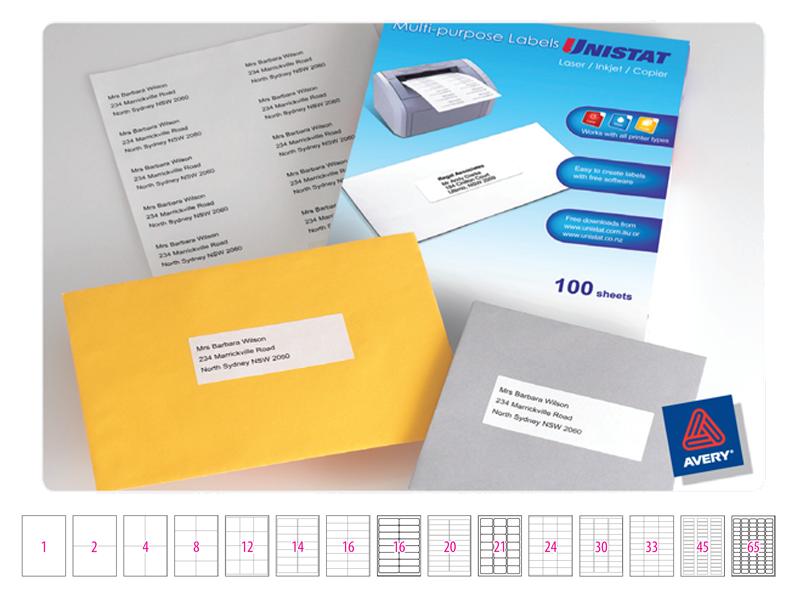 Unistat 38932 Labels 105 x 37mm White 16 Sheets Pack 100 | Winc