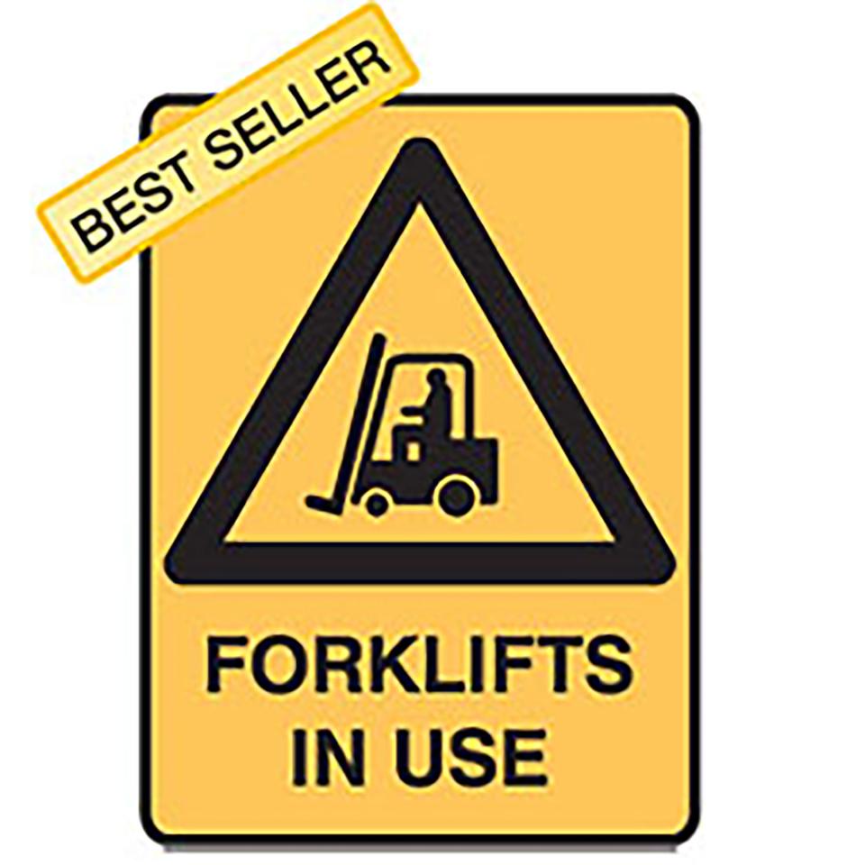 Brady 832083 Sign Forklifts In Use Metal 450X300mm Each