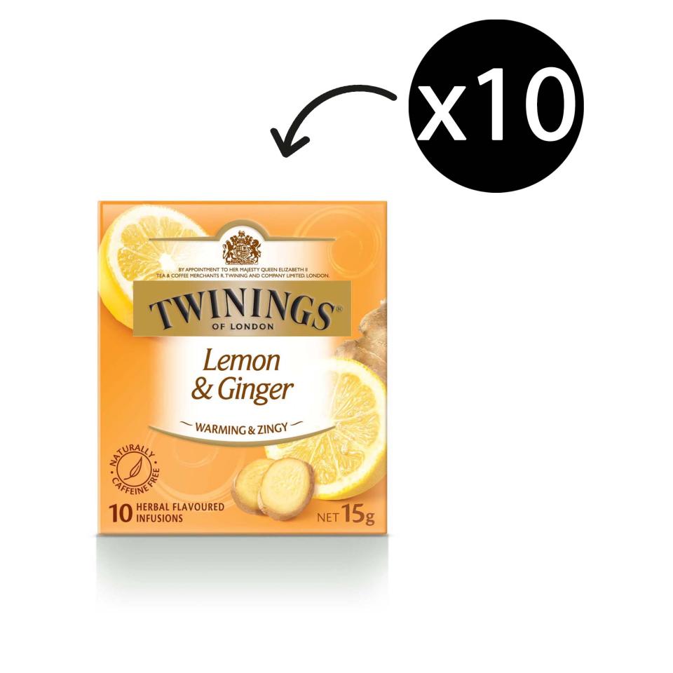 Twinings Herbal Infusions Lemon & Ginger Enveloped Tea Bags Pack 10