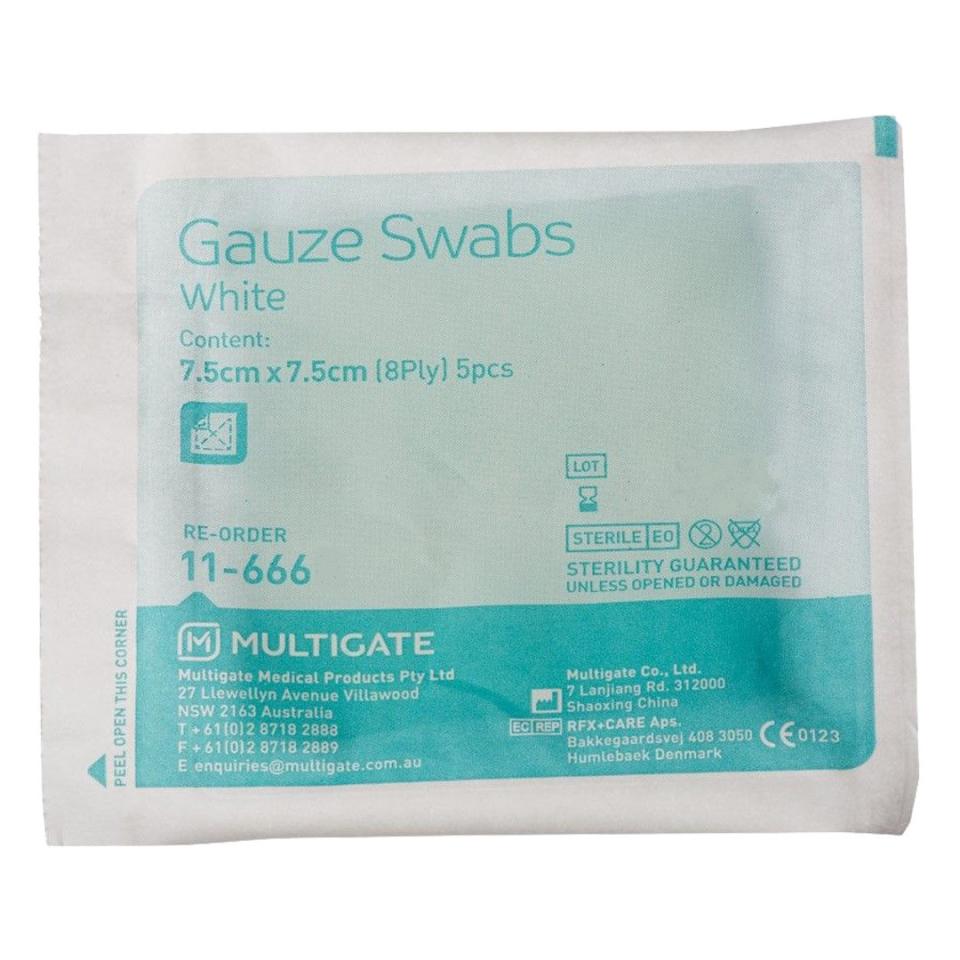 Uneedit GS575-1 Gauze Swabs Sterile 7.5cmx7.5cm Pack of 5