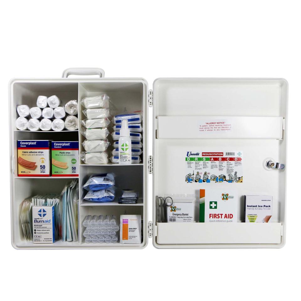 Uneedit Supplies First Aid Kit High Risk Type A Plastic Wall Mount