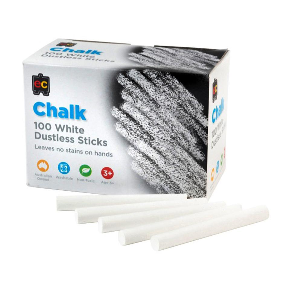 Educational Colours Dustless Chalk White Box 100 Winc