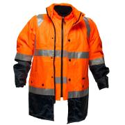Prime Mover Hv888-1 Wet Weather 4 In 1 Jacket Reflective Taped Orange/Navy 3XL