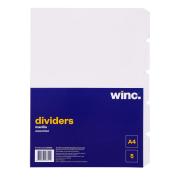 Winc Manilla Dividers A4 White with Unpunched Blank Tabs Set of 5 Tabs