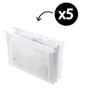 Marbig Expanding Suspension File 3 Pocket Clear Pack 5