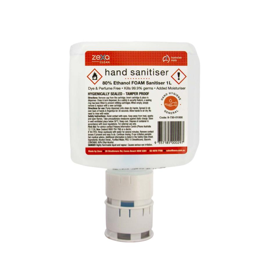 Zexa Hand Sanitiser 80% Foam 1l Cartridge