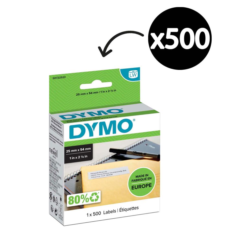 Dymo Label Writer Return Address Labels 25mm x 54mm Pack 500