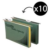 Crystalfile Suspension File Manilla Foolscap Complete Double Capacity Green Box 10