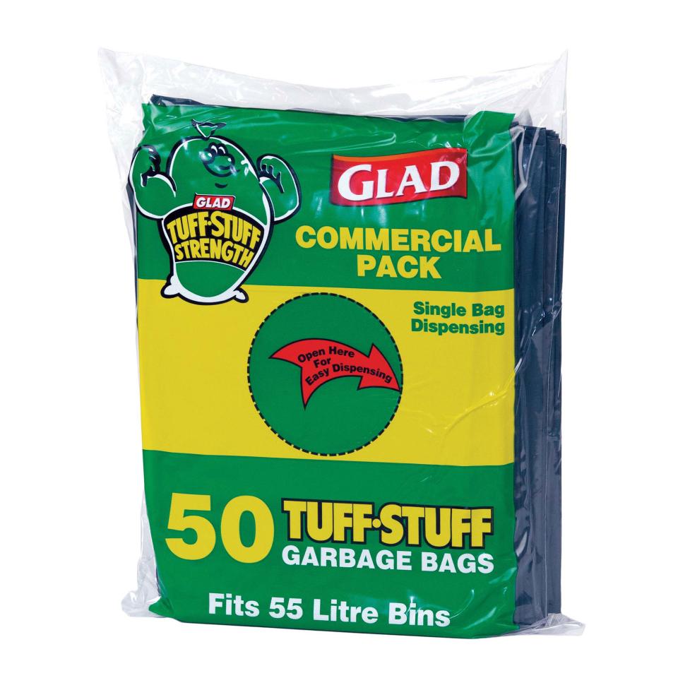 Glad GBHD50/4 Tuff Stuff Garbage Bag 55L Pack 50 Image