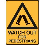 Brady 844441 Sign Watch Out For Pedestrians Polypropylene 450X300mm Each