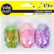 Arbee Curling Ribbon Pastel Solid 10m Pack 3