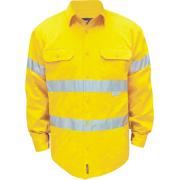 Prime Mover MA191 100% Cotton High Visibility Long Sleeve Drill Shirt With Tape